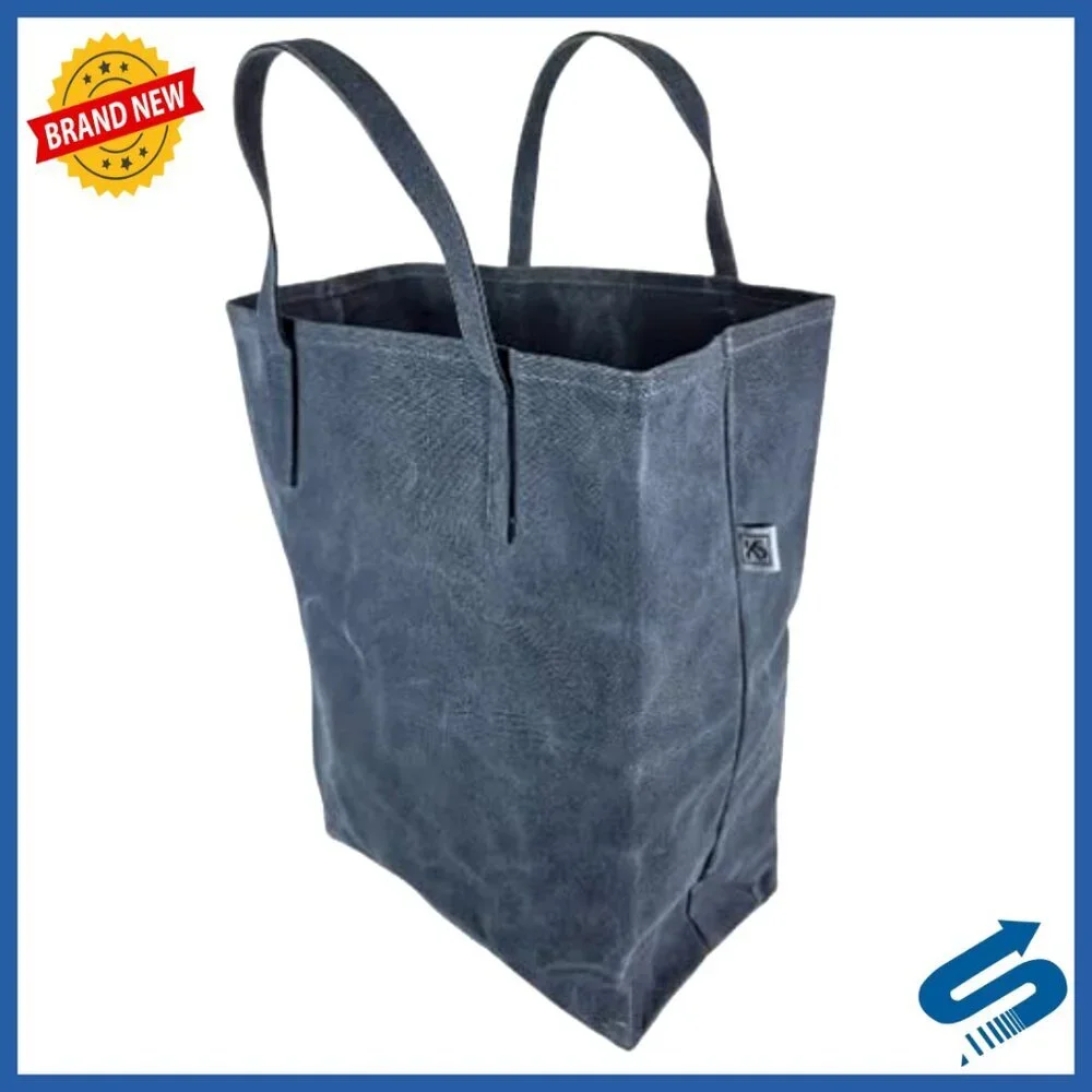 Waxed Canvas Reusable Grocery Bag Heavy Duty Eco-Friendly Self-Standing Vegan
